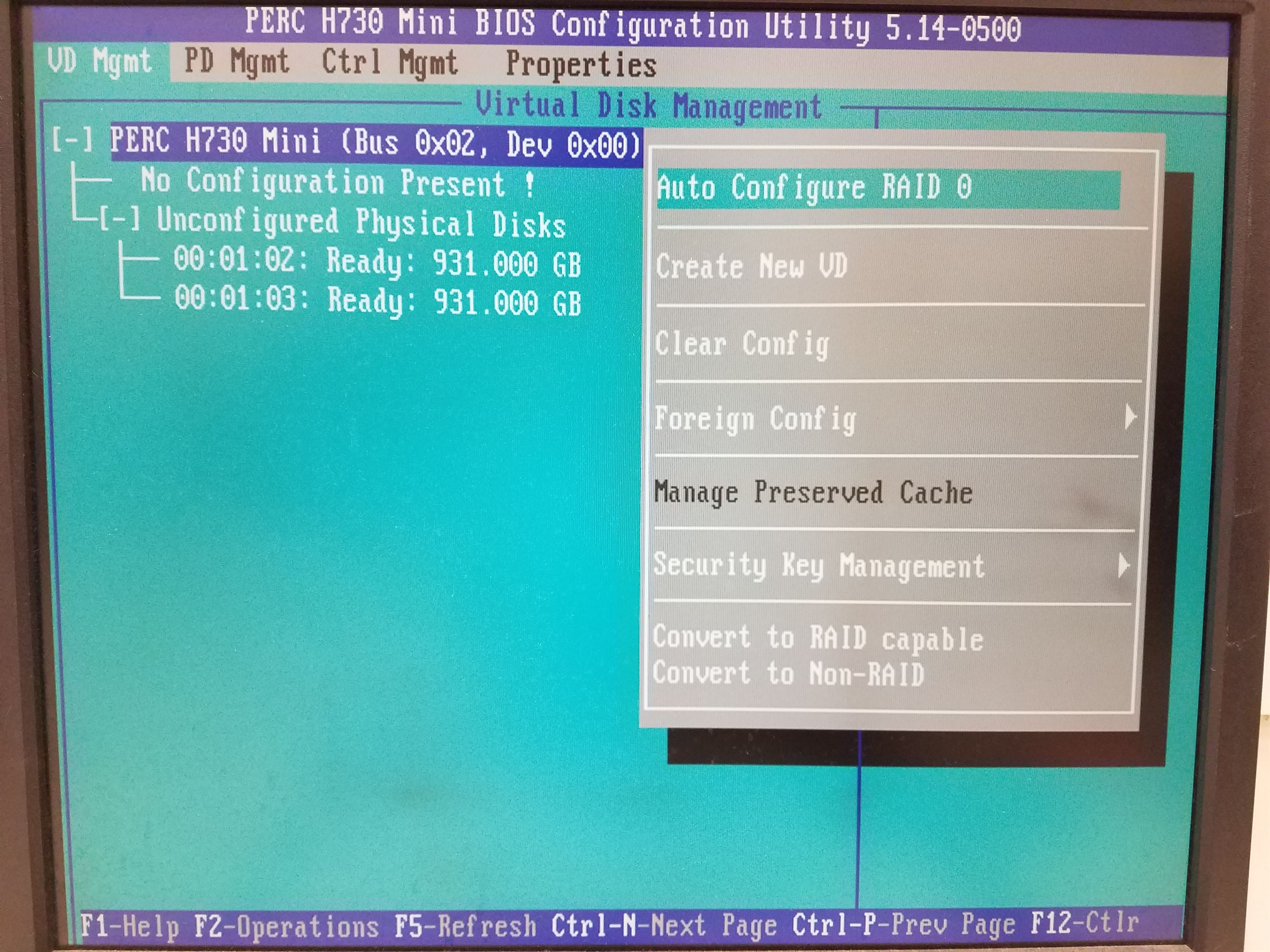 Computer screen showing "No Configuration Present' alert 